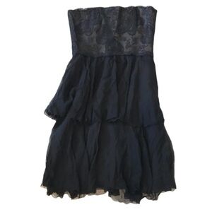 Jackie Rogers black lace silk strapless dress sz 8